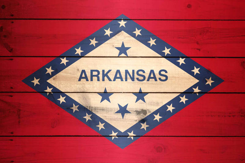 Flag Arkansas L Size on Wood