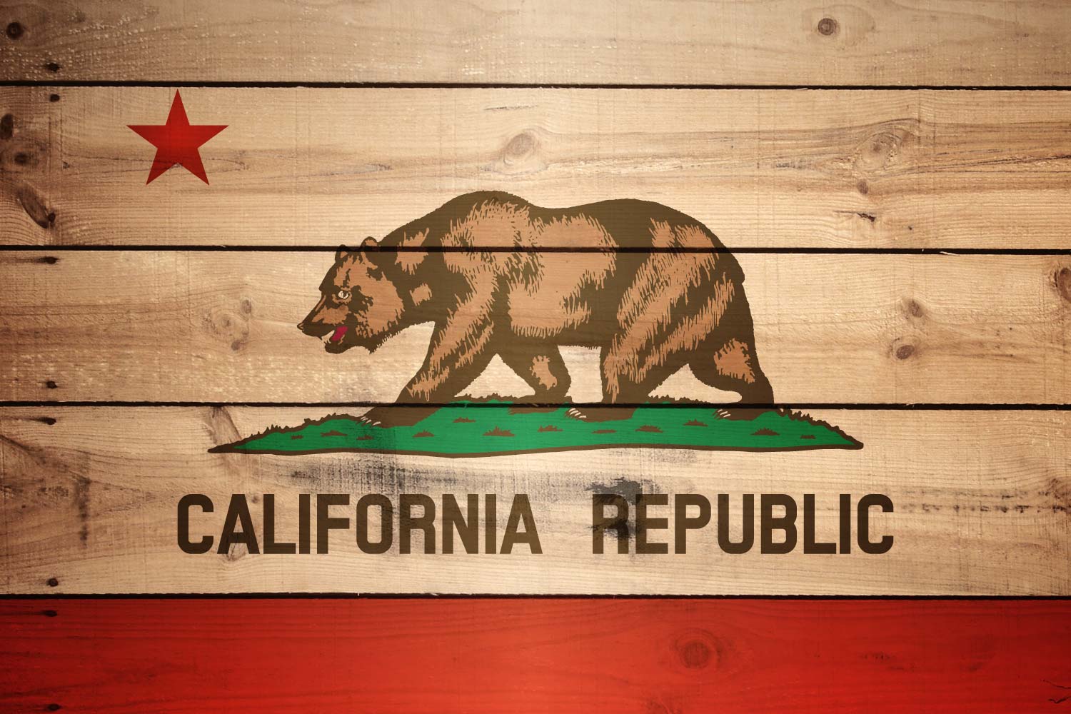 High Resolution Flag of California Wood Texture