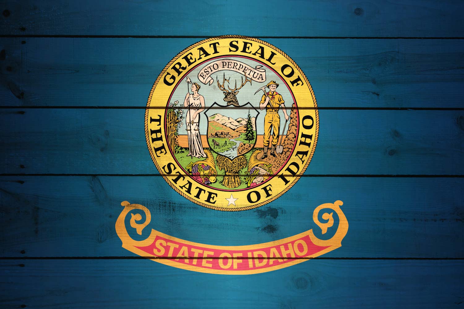 High Resolution Flag of Idaho Wood Texture