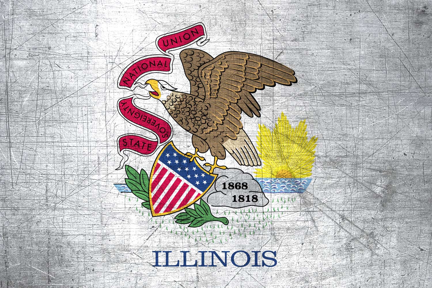 High Resolution Flag of Illinois Metal Texture