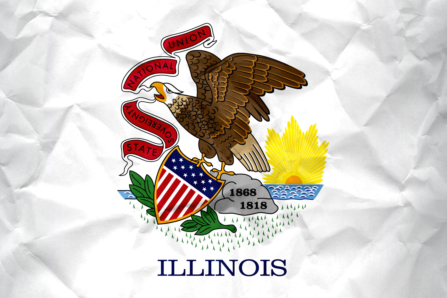 High Resolution Flag of Illinois Paper Texture