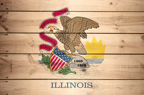 Flag Illinois Wood - Size Medium