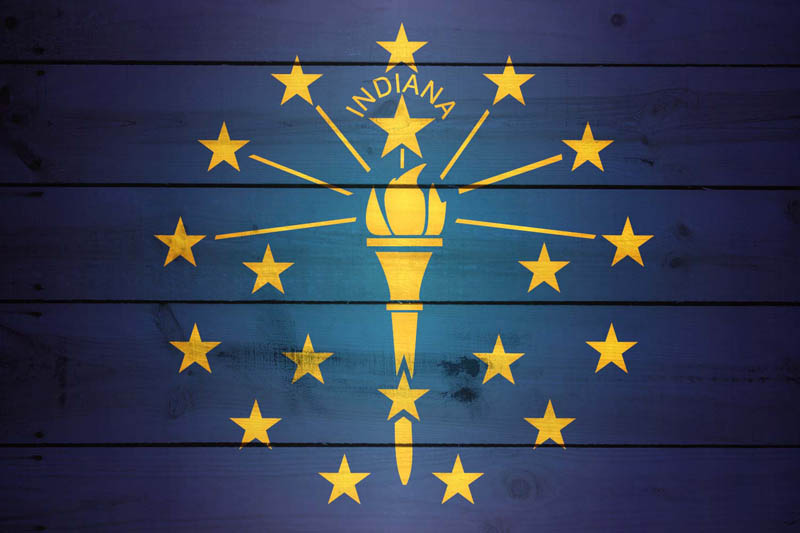 Flag Indiana L Size on Wood