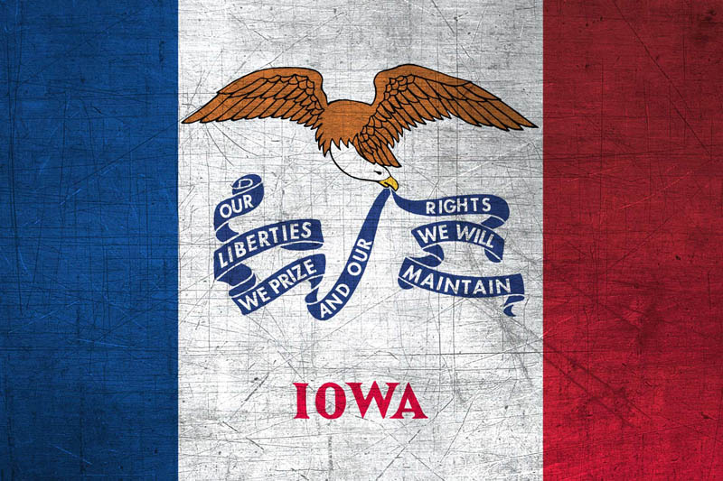 Flag Iowa L Size with metal background