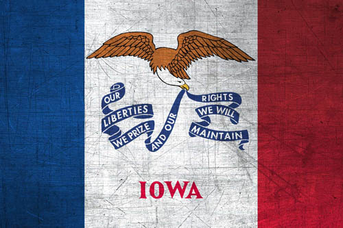 Flag Iowa Metal - Size Medium