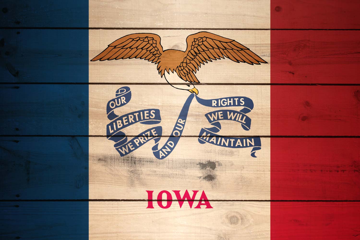 High Resolution Flag of Iowa Wood Texture