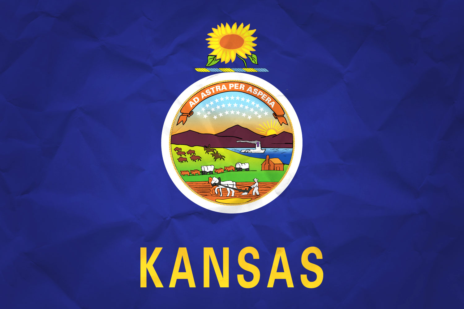 High Resolution Flag of Kansas Paper Texture