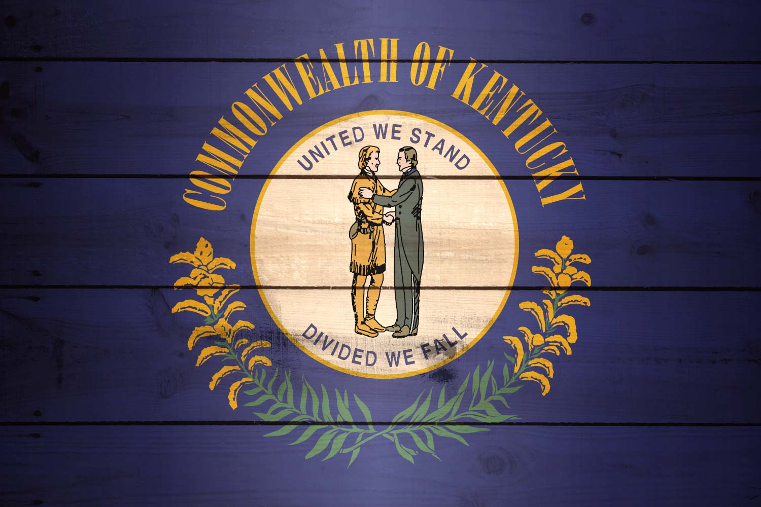 High Resolution Flag of Kentucky Wood Texture