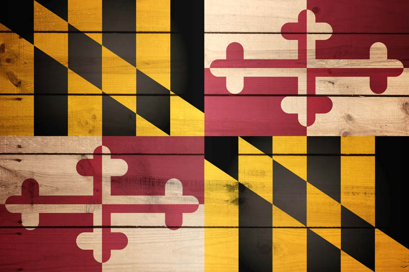 Flag Maryland L Size on Wood