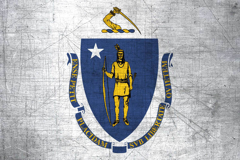 Flag Massachusetts L Size with metal background