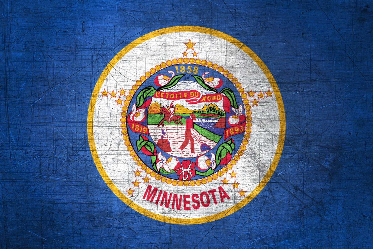 High Resolution Flag of Minnesota Metal Texture