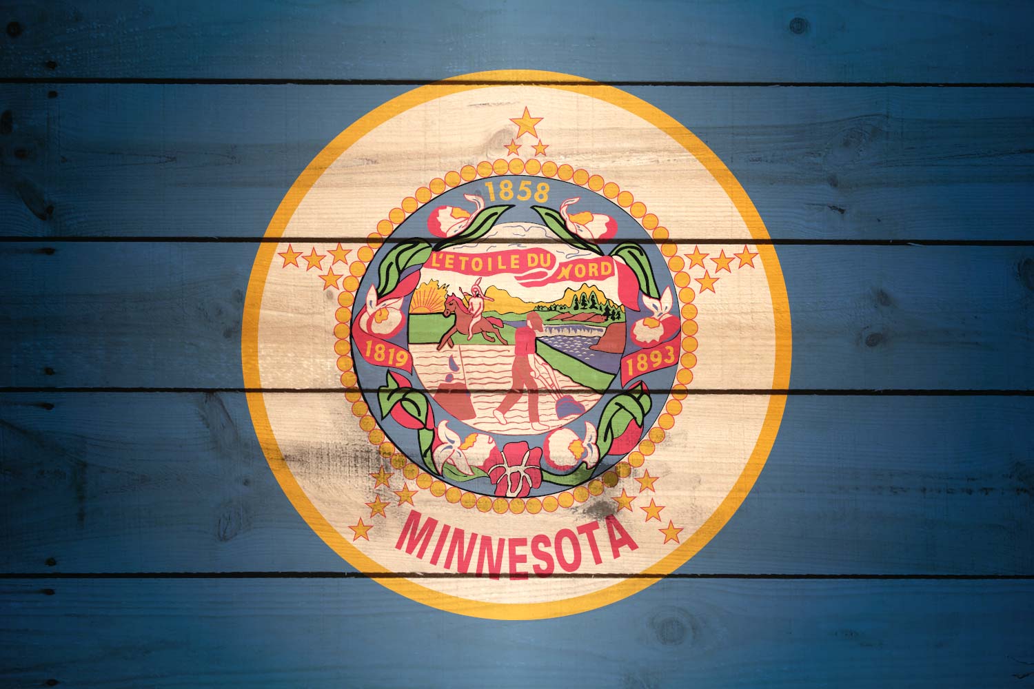 High Resolution Flag of Minnesota Wood Texture