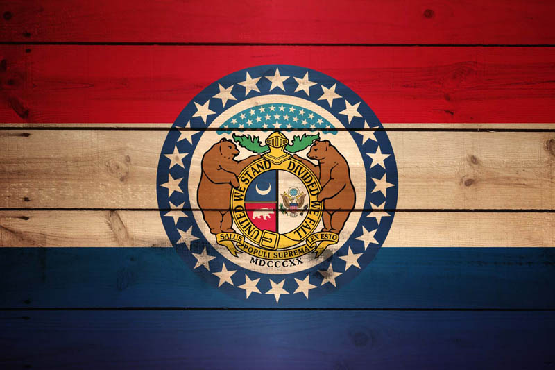 Flag Missouri L Size on Wood