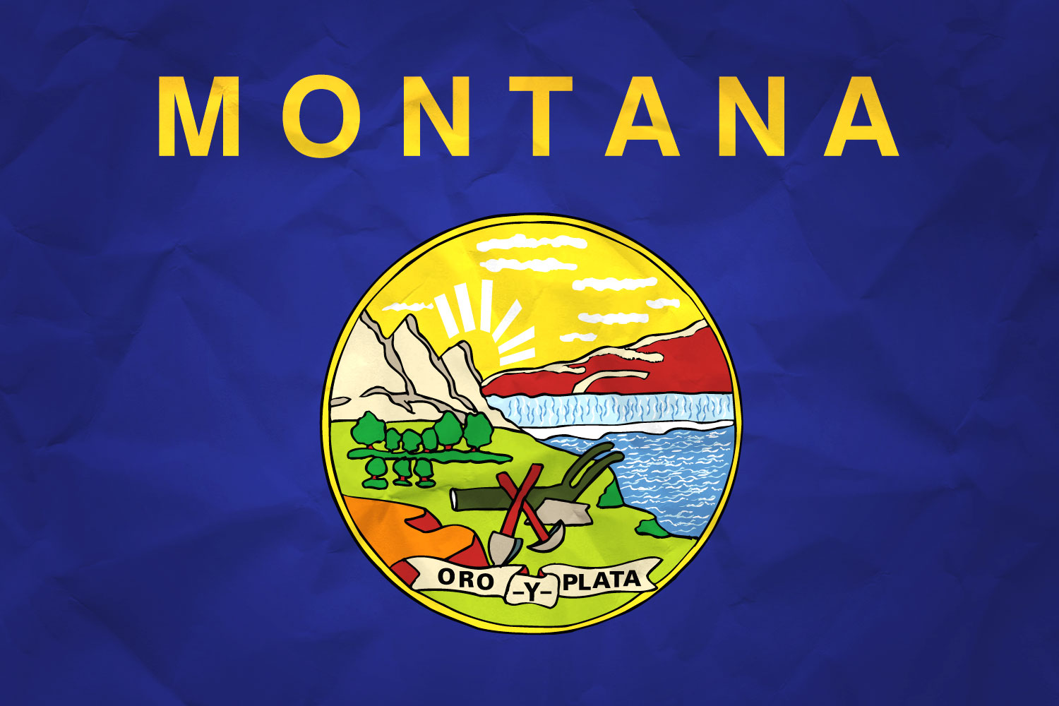 High Resolution Flag of Montana Paper Texture