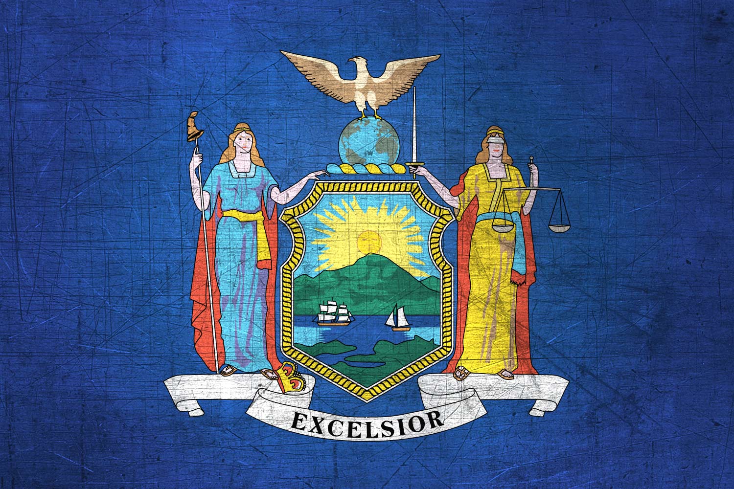 High Resolution Flag of New York Metal Texture