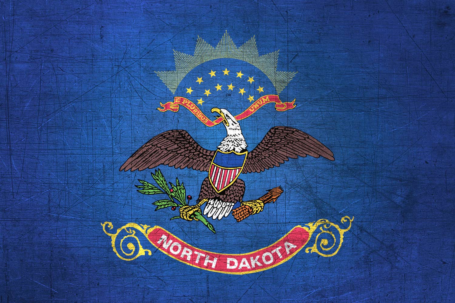 High Resolution Flag of North Dakota Metal Texture