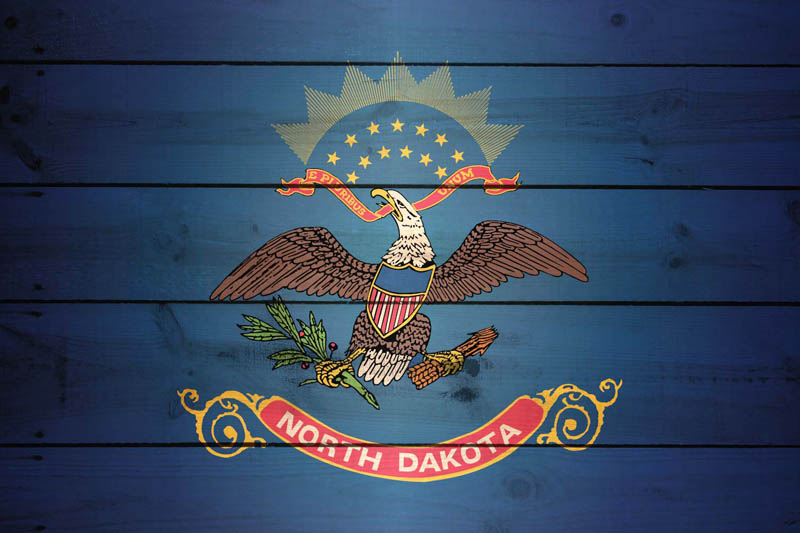 Flag North Dakota L Size on Wood