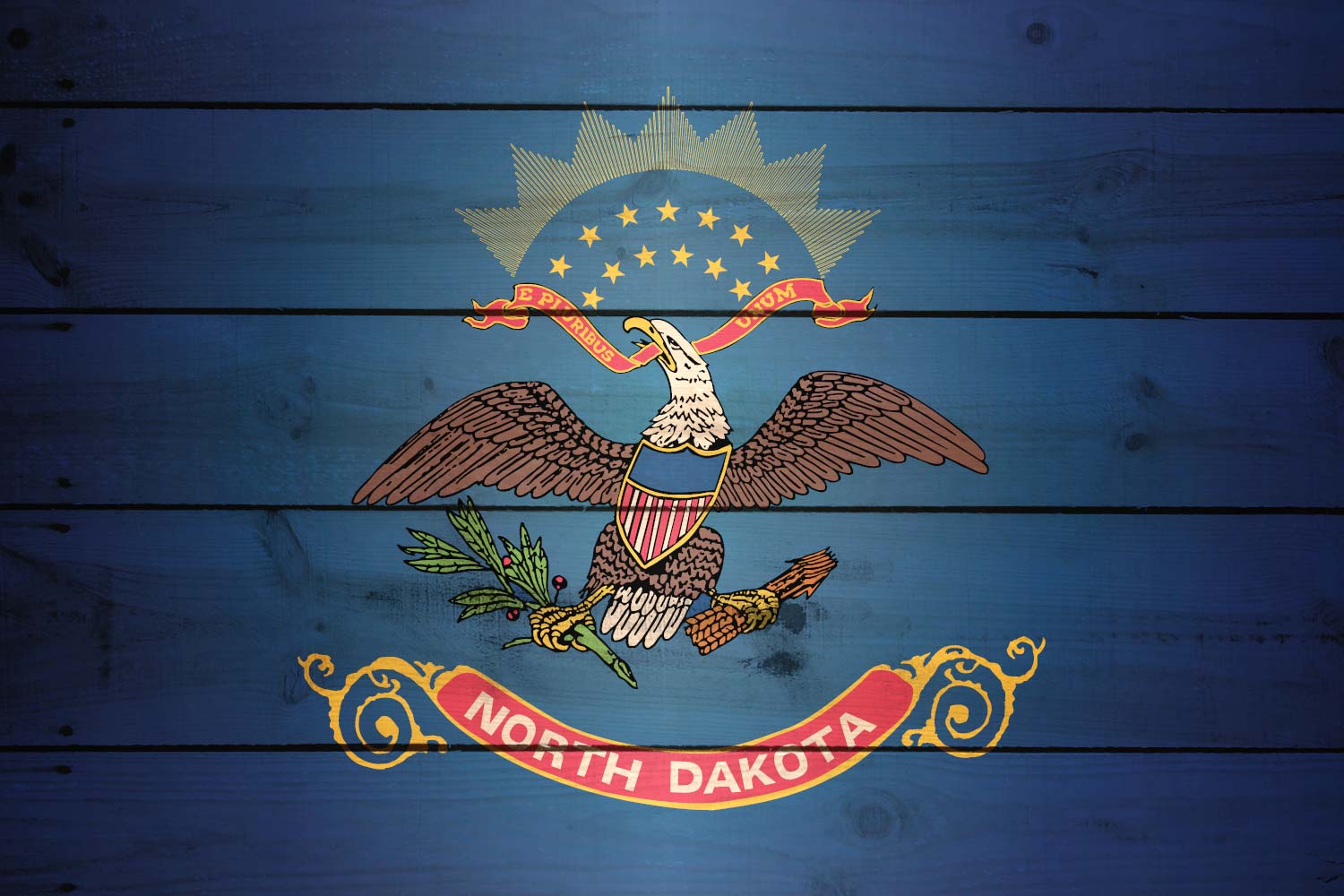 High Resolution Flag of North Dakota Wood Texture
