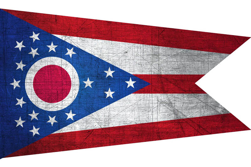 Flag Ohio L Size with metal background