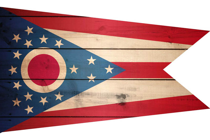 Flag Ohio L Size on Wood