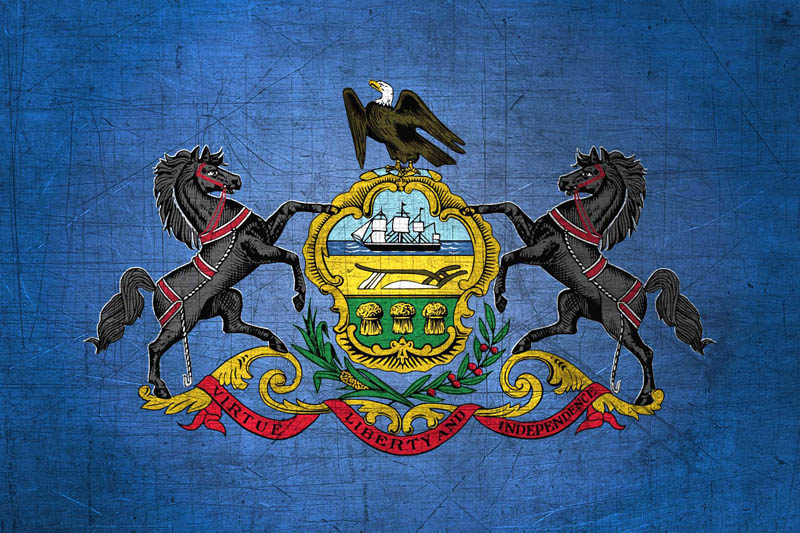 Flag Pennsylvania L Size with metal background