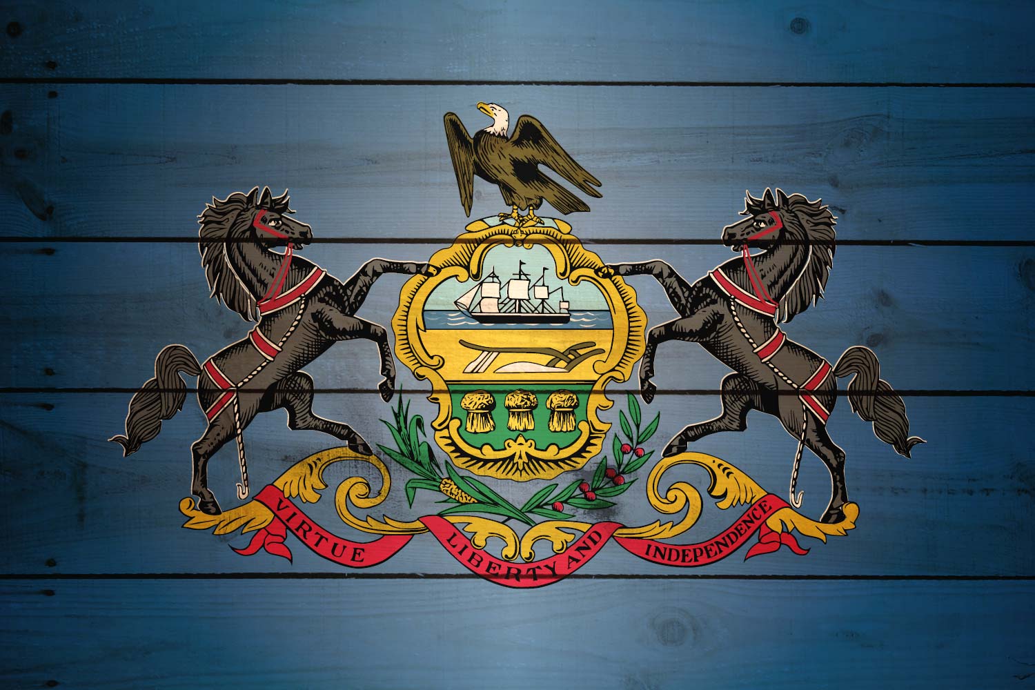High Resolution Flag of Pennsylvania Wood Texture