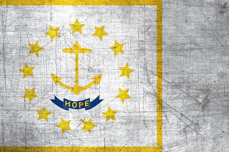Flag Rhode Island L Size with metal background