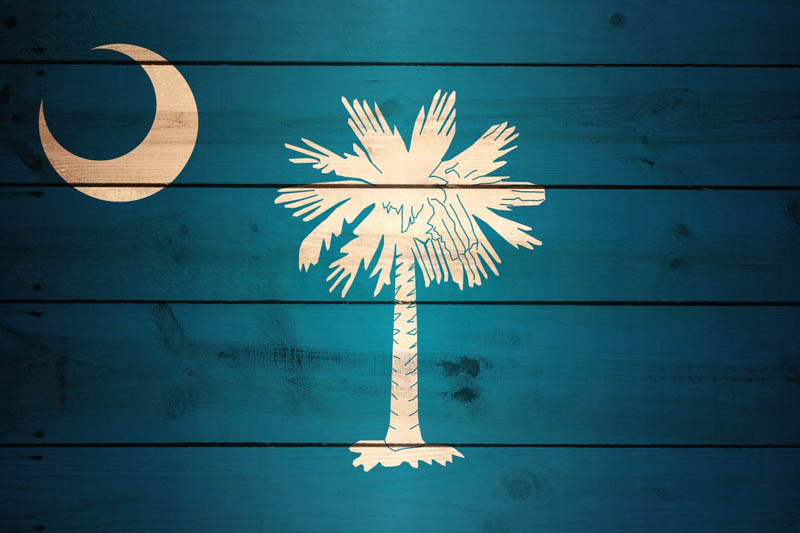Flag South Carolina L Size on Wood