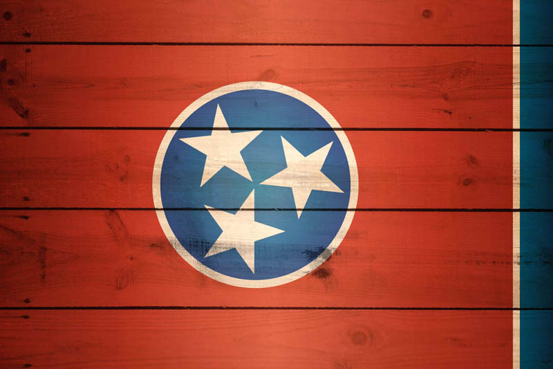 Flag Tennessee L Size on Wood