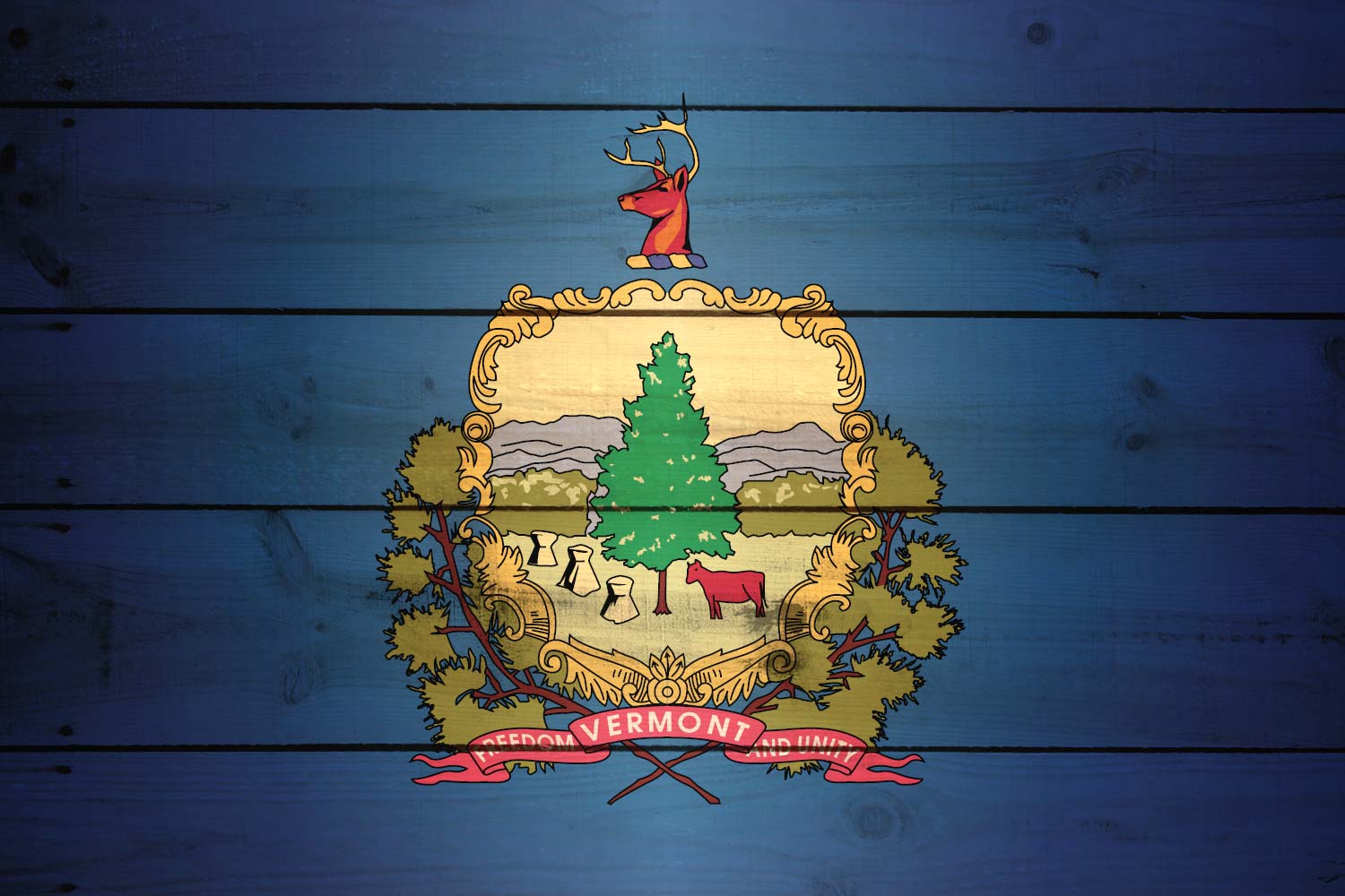 High Resolution Flag of Vermont Wood Texture