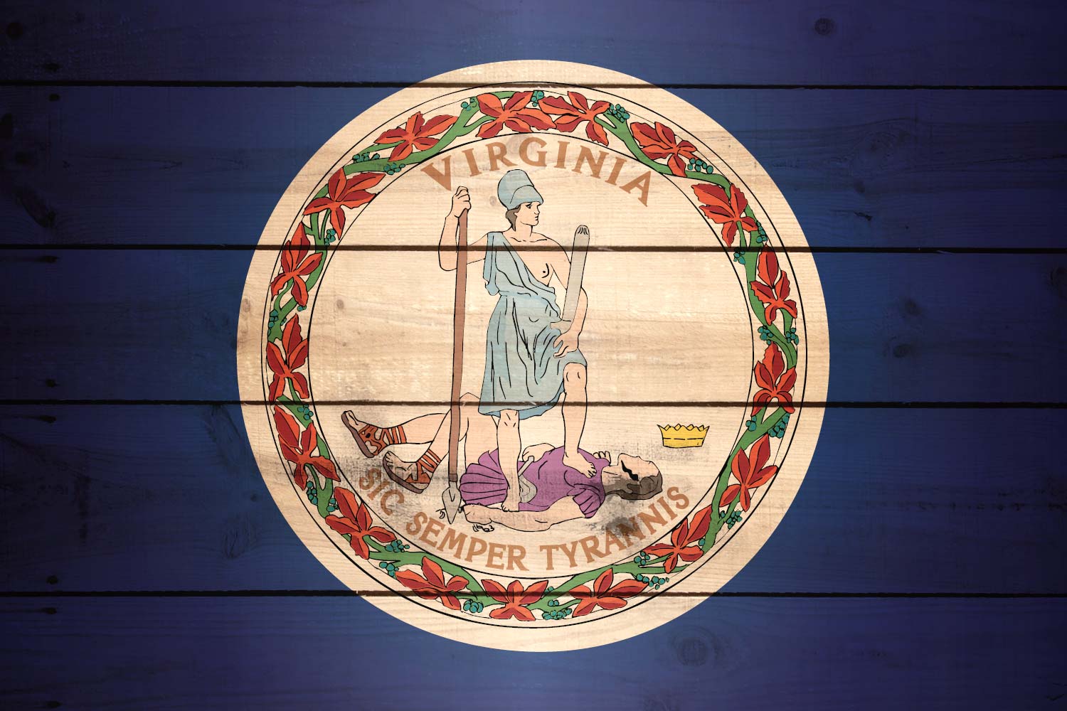 High Resolution Flag of Virginia Wood Texture