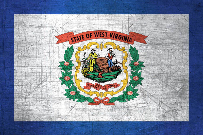 Flag West Virginia L Size with metal background