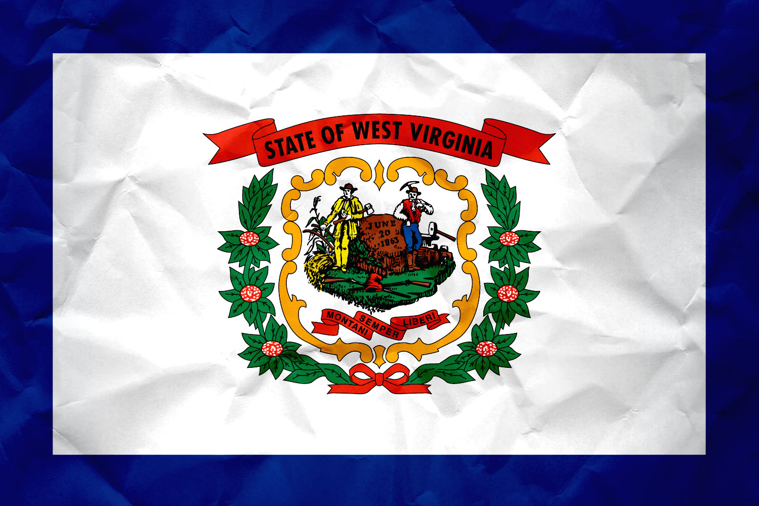 High Resolution Flag of West Virginia Paper Texture