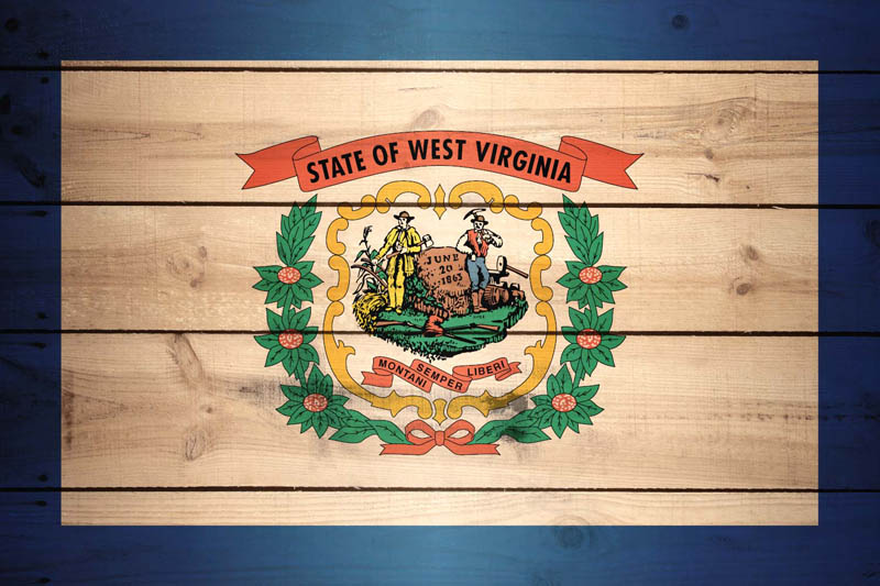 Flag West Virginia L Size on Wood