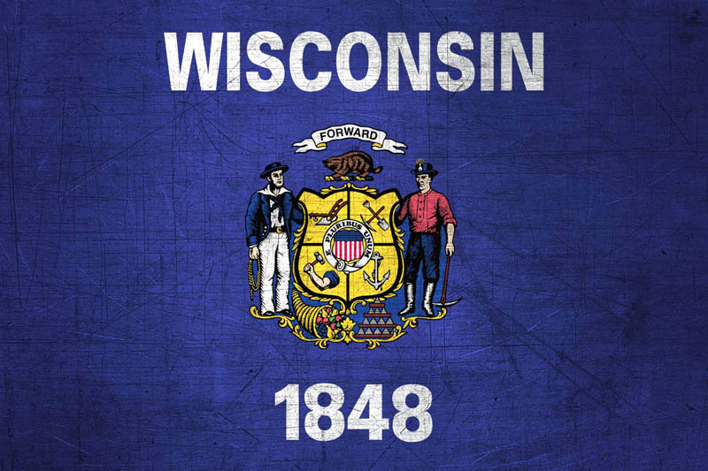 Flag Wisconsin L Size with metal background
