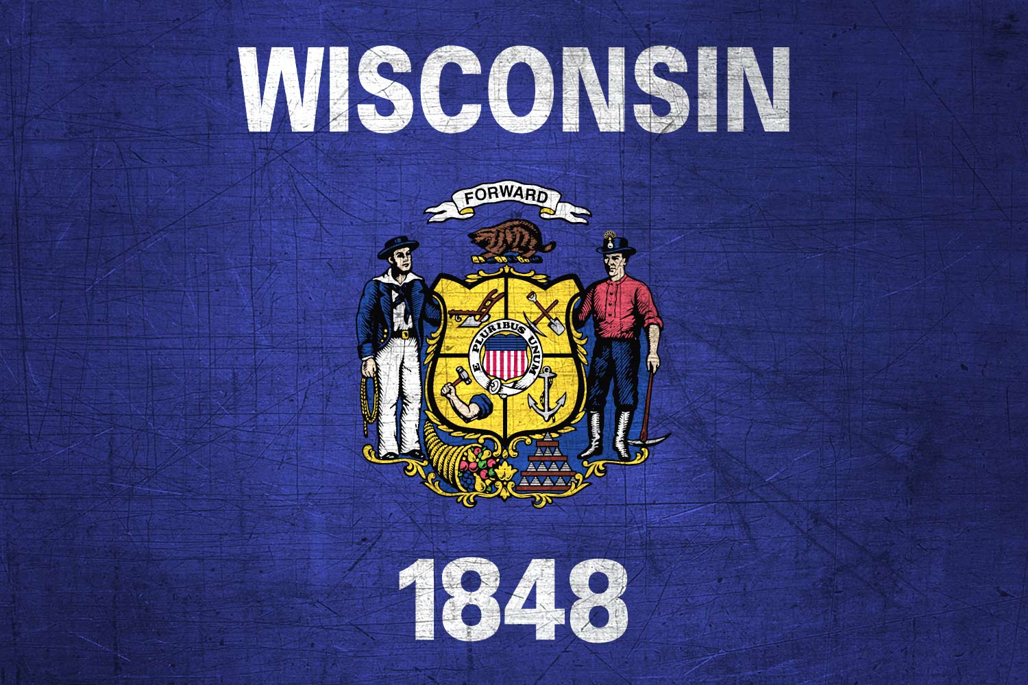 High Resolution Flag of Wisconsin Metal Texture