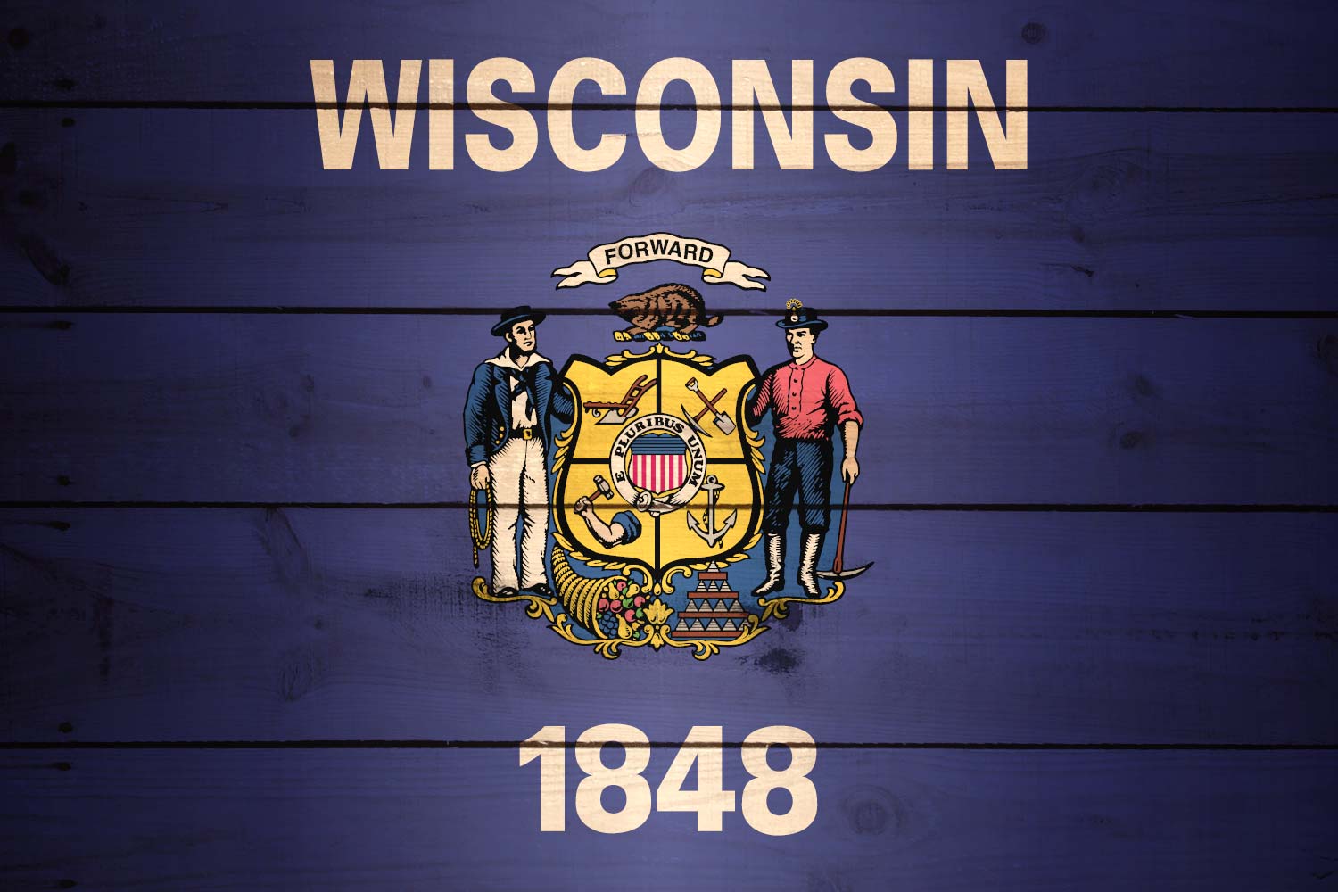 High Resolution Flag of Wisconsin Wood Texture